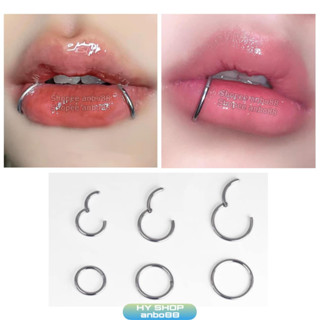 Khuyên môi vòng mảnh chốt ẩn titan không gỉ