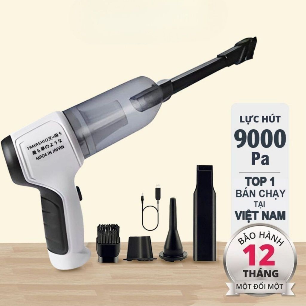 Máy Hút Bụi Mini 2In1 Kiêm Máy Thổi Bụi Sạc Pin Tiện Dụng Công Suất 120W Lực Hút 9000PA, BH 12 tháng