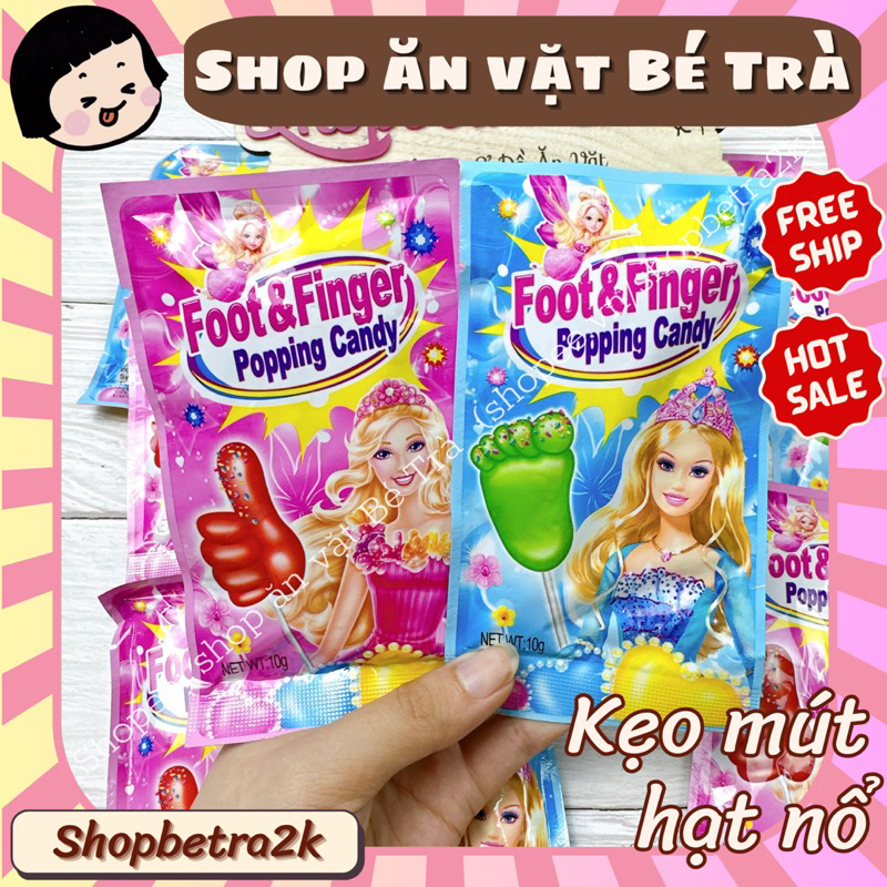(Combo 10 gói) Kẹo mút chấm hạt nổ Foot&Finger~10gr