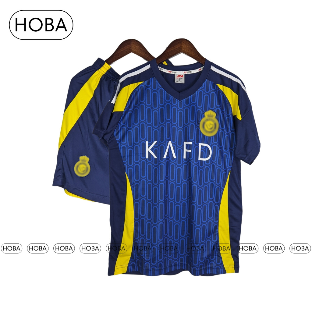 Bộ quần áo bóng đá đồ đá banh Al Nassr xanh đen mùa 24/25 vải thun lạnh logo thêu MK