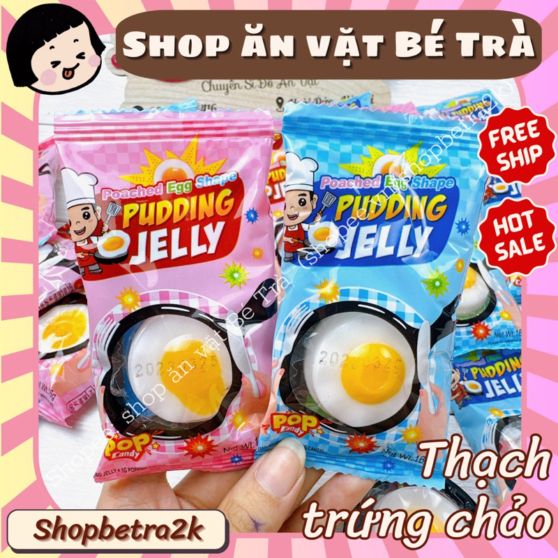 (Combo 5 gói) Thạch pudding hạt nổ hình chảo chiên trứng~ gói to 26gr