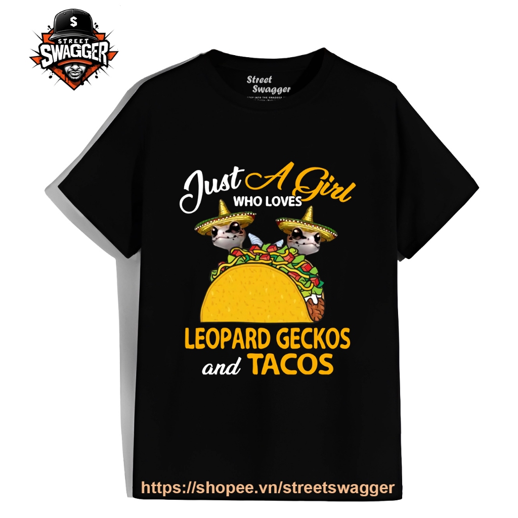 Áo Thun Xuất Mỹ Unisex Funny A Girl Who Loves Leopard Gecko And Tacos T Shirt