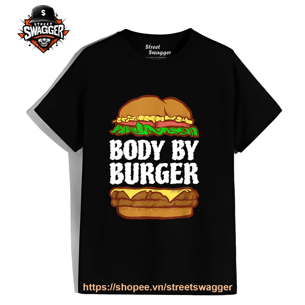 Áo Thun Xuất Mỹ Unisex Funny Body by Burger Hamburger Gym T Shirt