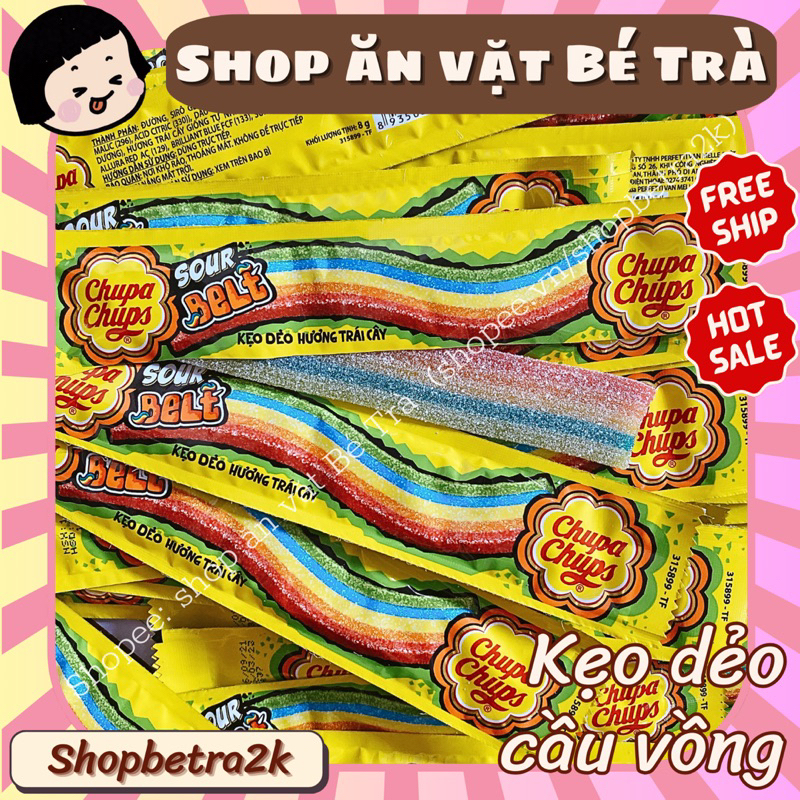 (Combo 10 gói) Kẹo dẻo cầu vồng Chupa Chups vị trái cây, kẹo cầu vồng