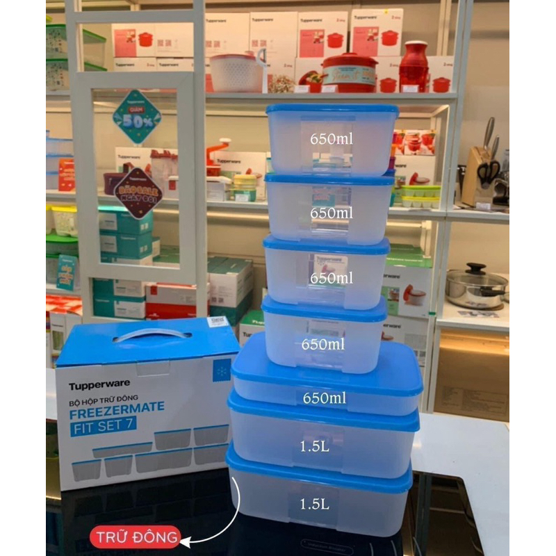 Tupperware bộ hộp trữ đông Fit 7 ( ko vỏ hộp)