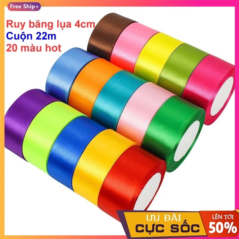 [ Sỉ cuộn 22 mét ] Ruy băng lụa 4cm loại đẹp