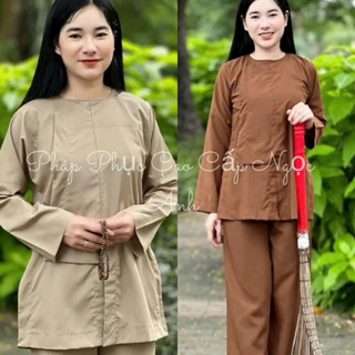  Đồ lam đi chùa cho nam nữ- Set bộ Vạt hò vạt khách nút bấm chất liệu kate  phong cách lịch sự 