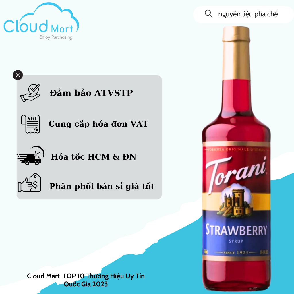 Syrup Torani Strawberry (Dâu) 750ml