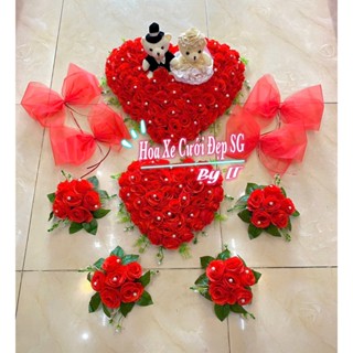 HOA XE CƯỚI CÓ NAM CHÂM - BÔNG GẮN XE ĐÁM CƯỚI - Xe Hoa - Bông Xe