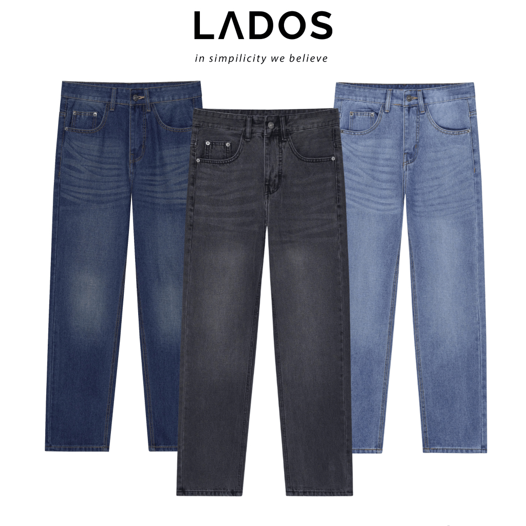 Quần Jean Nam LADOS-4142 chất jean cao cấp dày dặn đứng form phong cách dễ phối đồ