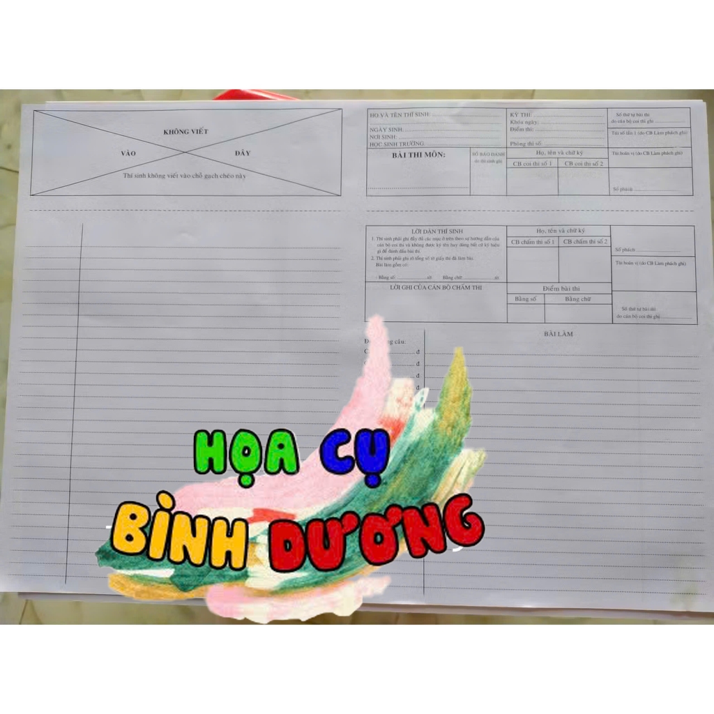 [BÌNH DƯƠNG] Giấy thi A3 phách ngang (nhận in theo yêu cầu)