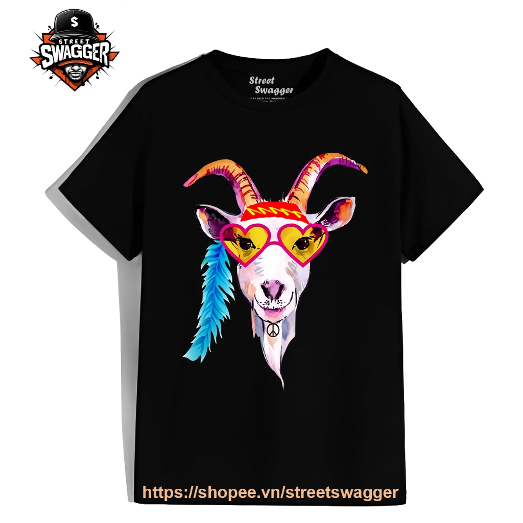 Áo Thun Xuất Mỹ Unisex Goat Hippie Peace Goat Hippie T Shirt