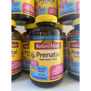 [HỘP 150 VIÊN] Vitamin tổng hợp cho bà bầu Nature Made Prenatal Folic Acid + DHA của Mỹ
