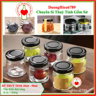HŨ THỦY TINH TRÒN, Vuông, Lục 30ML, 50ml NẮP ĐEN ĐỰNG MỸ PHẨM, MẪU DÙNG THỬ, GIA VỊ, HẠT TIÊU - Duonghieu6789