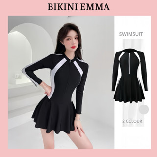 [ 4 Size M L XL XXL] Váy Bơi Thể Thao Liền Thân Thiết Kế EMMA Kín Đáo Che Khuyết Điểm, Có Quần Đùi Trong Váy, Có Mút Đệm