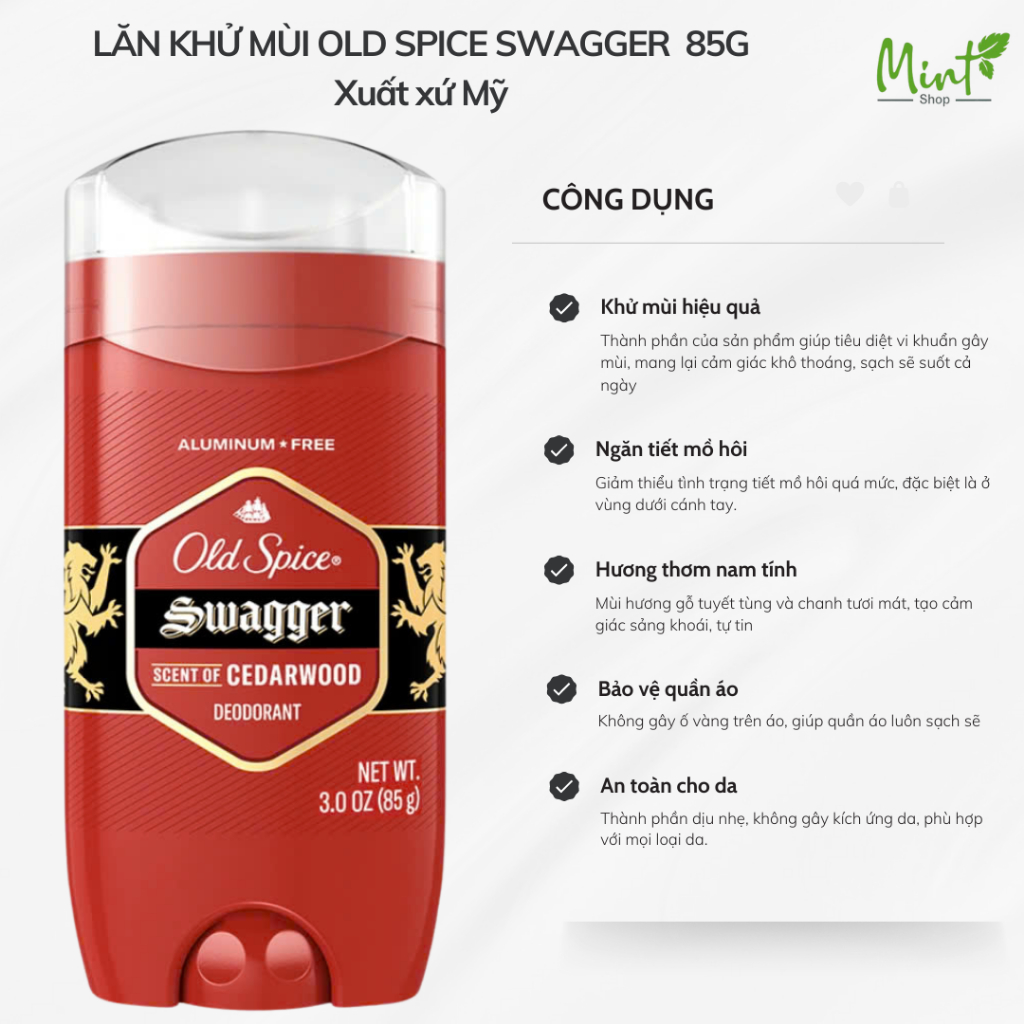Lăn khử mùi dành cho nam Old Spice Swagger 85g - Xuất xứ Mỹ