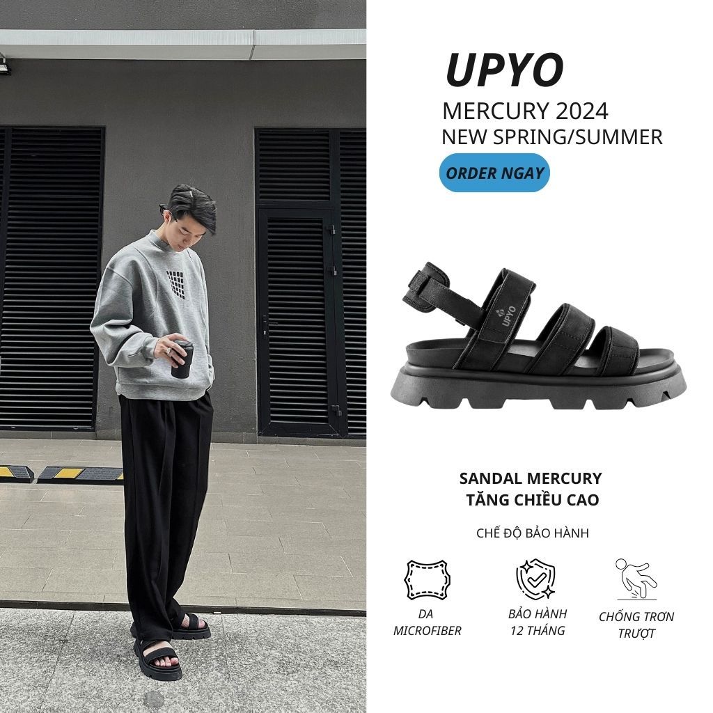 Dép Quai Hậu Nam Nữ UPYO MERCURY Dép Đi Học Sandal Nam Nữ Tăng Chiều Cao Đế Cao SU Êm ÁI Thời Trang (Mercury-UD01.01)