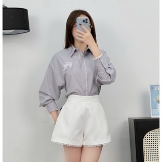 Quần Đùi Nữ CCHAT Dáng A Kiểu Ren Hoa Nhí Miniship Chất Liệu Tafta Cao Cấp Y14ONB2001AT