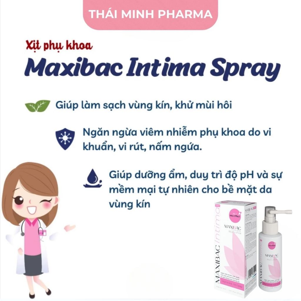 Xịt sát khuẩn phụ khoa MAXIBAC INTIMA SPRAY giảm ngứa, ngừa viêm nhiễm, làm sạch sâu, khử mùi tốt