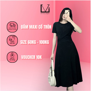 ĐMX - Đầm Váy Maxi Thun Gân Maxi Xoắn Eo Dáng Dài Cổ Tròn Có Tay Ngắn Nữ Đi Dự Tiệc Giá Rẻ LiVi Bigsize