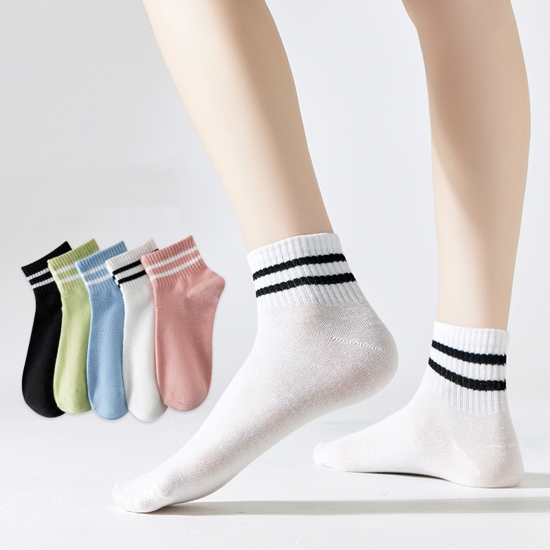 Tất vớ nữ - Tất cổ ngắn Shahara chất Cotton viền kẻ ngang mềm mại co giãn bốn chiều Mã ST204