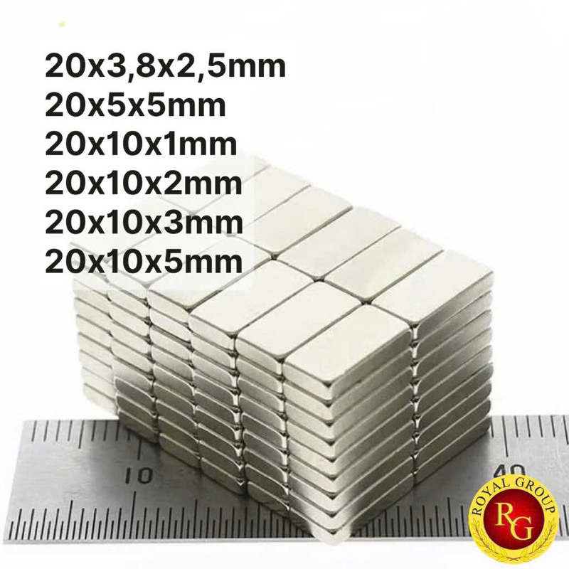 Nam châm viên đất hiếm 20x10x2mm