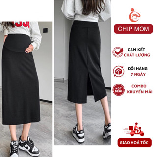 Chân váy bầu suông A dáng dài xẻ sau siêu xinh, chất Umi đẹp mềm - CV10