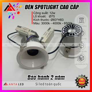 Đèn âm Trần spotlight cao cấp 12W chống chói xoay chỉnh được góc chiếu
