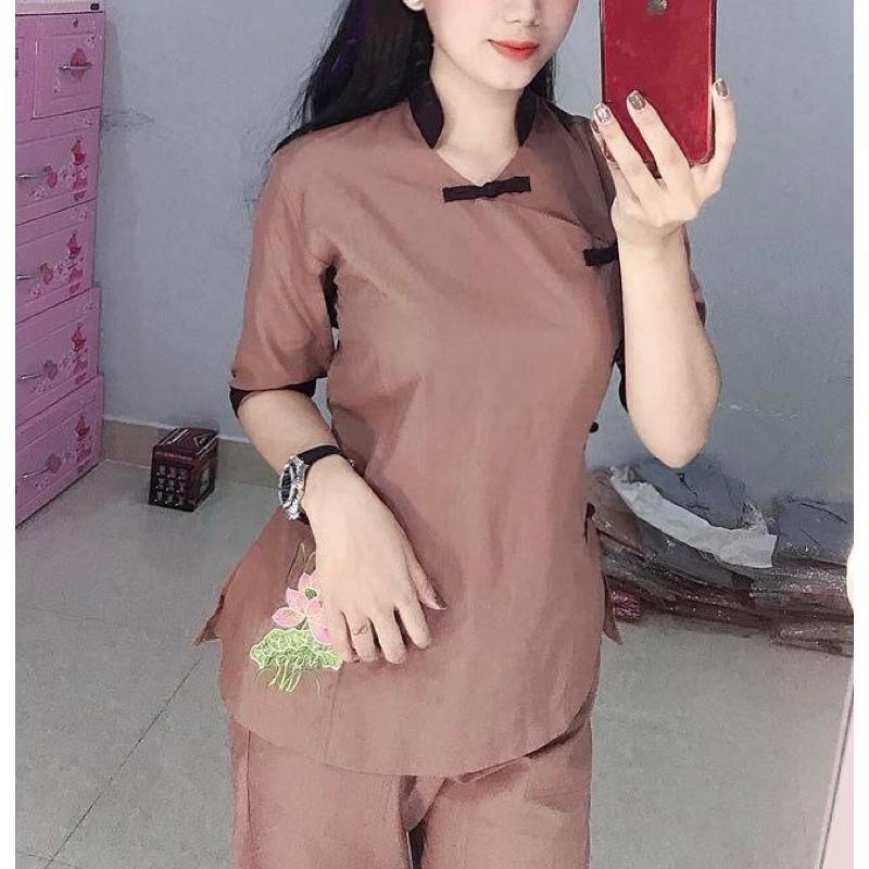 Đồ Lam Đi Chùa # Mẫu 5 Nút
