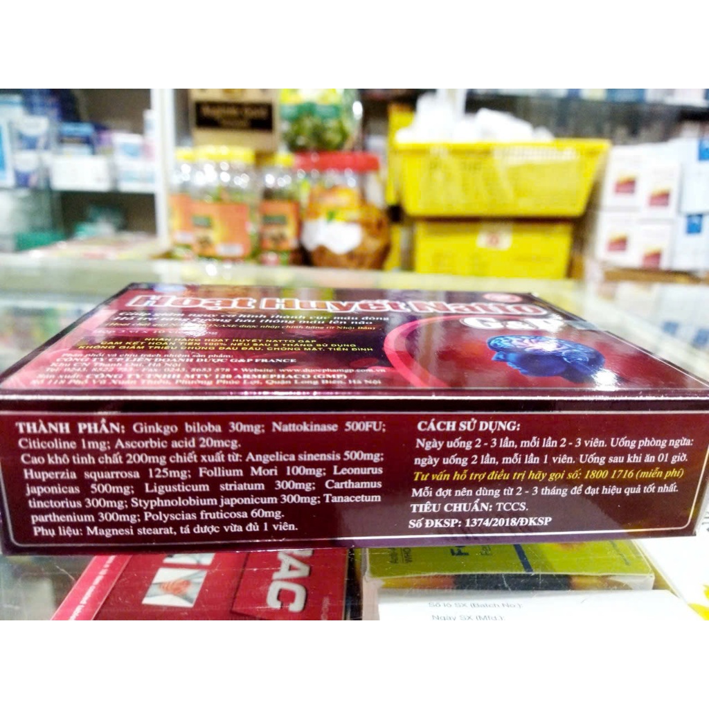 Viên uống hoạt huyết Natto G&P - Giúp giảm đau đầu , hoa mắt , chóng mặt , hết rối loạn tiền đình - hộp 30 viên