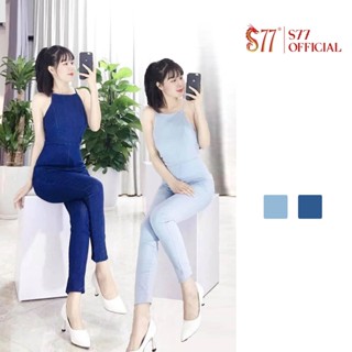 Jumpsuit denim áo 2 dây quần dài dáng slimfit hàng hiệu S77.SP008388