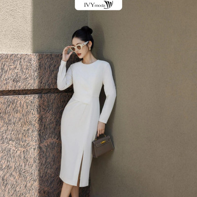Đầm xếp nữ dáng ôm Luxury IVY moda MS 48M8861