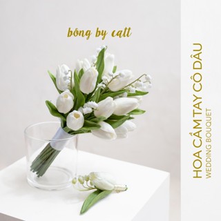 Hoa cưới tulip cầm tay cô dâu -Hoa cưới lụa cầm tay cô dâu - Bó hoa cưới cầm tay cô dâu BÔNG BY CATT
