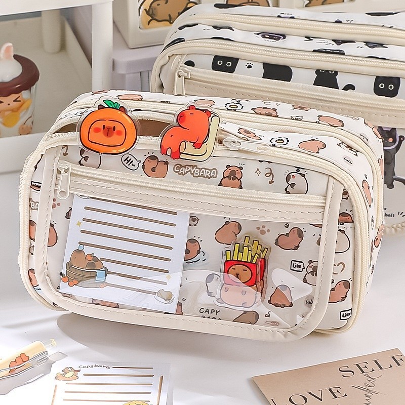 Hộp đựng bút KAPIBALA-ANMILY nắp gập nhiều lớp đựng được nhiều bút vải cao cấp dành cho học sinh sin