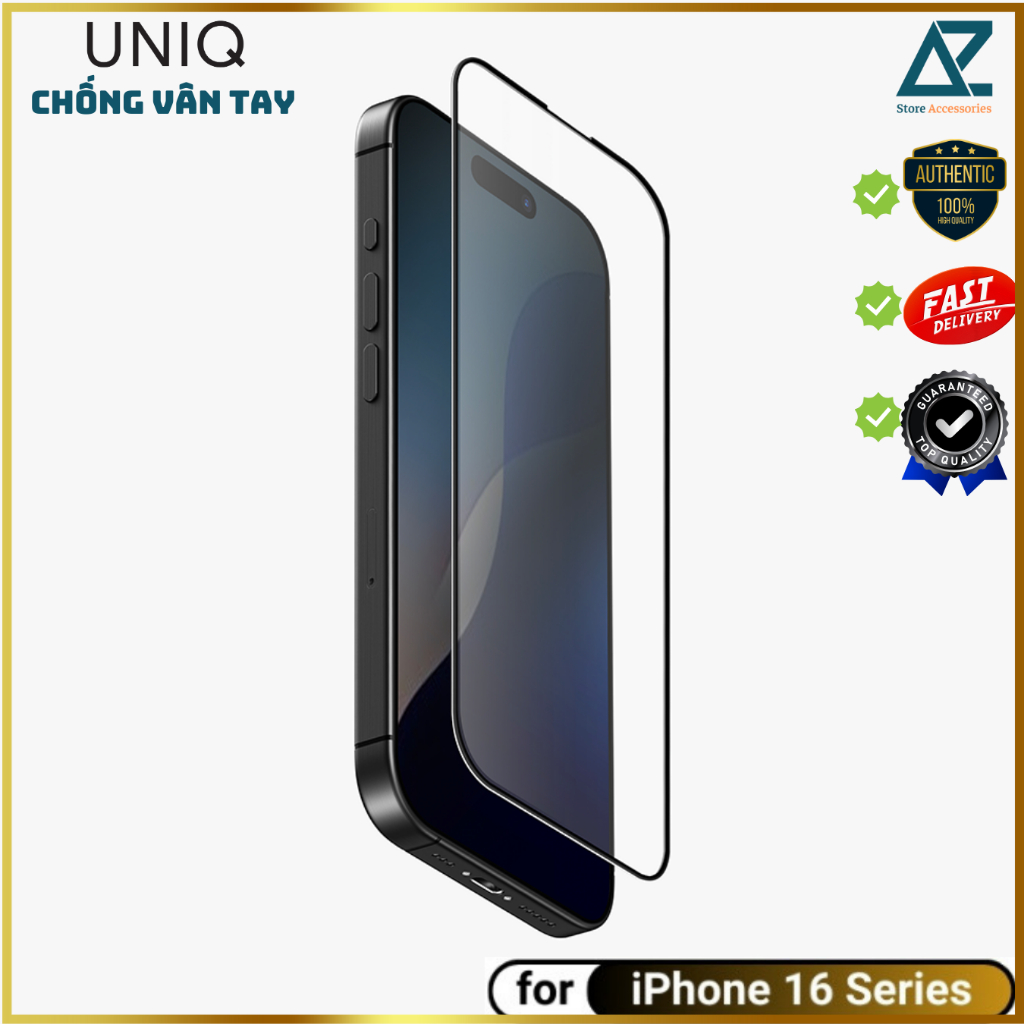 Miếng Dán Cường Lực Nhám Chống Vân Tay Kèm Khung Dán UNIQ OPTIX MATTE cho iphone 17/  iPhone 16 / iP