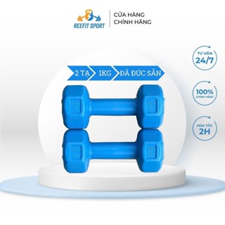 Bộ 2 tạ tay nhựa bát giác Reefit 1kg màu xanh có ruột