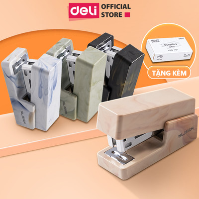 Dập Ghim Cao Cấp Deli Ghim Giấy Học Sinh Văn Phòng Nhỏ Gọn Tiện Lợi - Tặng 1 Hộp Ghim 26/6