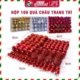  Set Hộp 100 Quả Châu Trang Trí Cây Thông Noel Phụ Kiện Trang Trí Giáng Sinh 