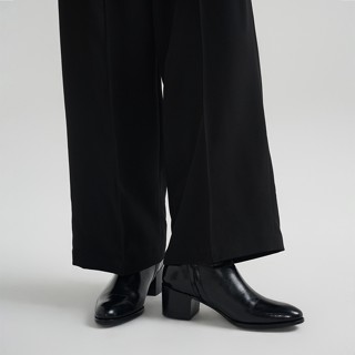 Giày Boots Nam Cao Gót (6cm) TARMOR Dây Kéo Màu Đen Da Thật Zipper Boots In Black Leather