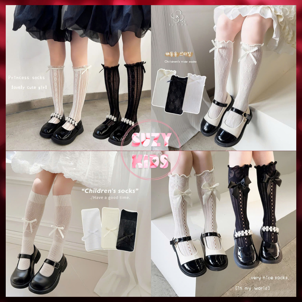 Tất Đùi Phối Ren Cho Bé Gái, Vớ Công Chúa Cho Trẻ Em Mang Giày Phong Cách Lolita Siêu Xinh V29