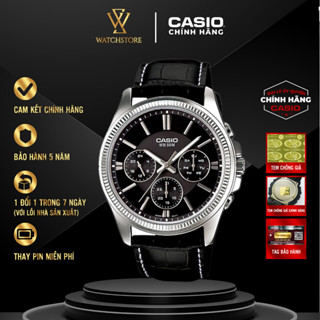 Đồng Hồ Nam Casio MTP-1375L-1AVDF Màu Đen Kim Trắng Dạ Quang 6 Kim Mặt Kính Khoáng 42mm Chống Nước Dây Da Cổ Điển