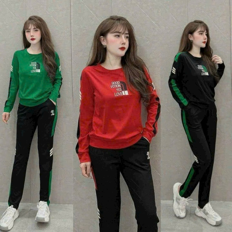 SÉT THỂ THAO NỮ TAY DÀI THUN COTTON CAO CẤP