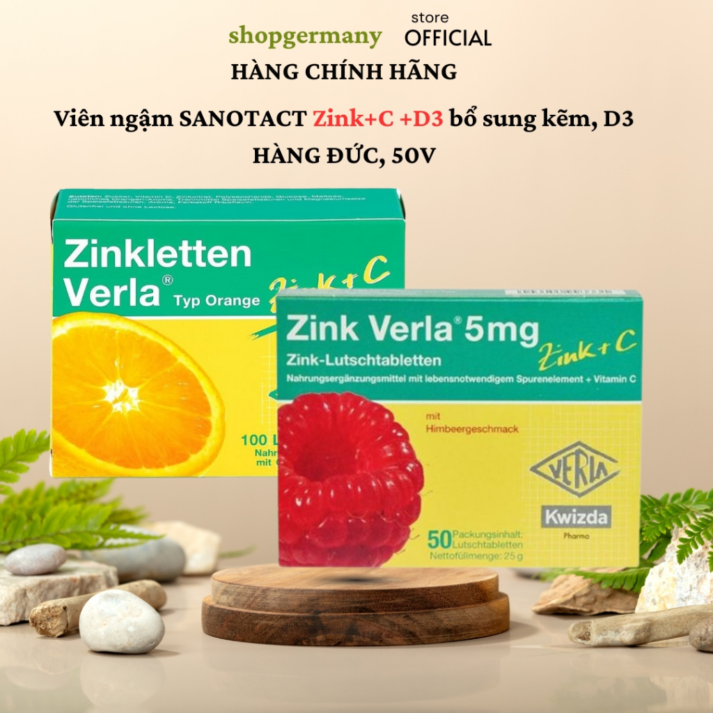 Viên ngậm SANOTACT Zink+C +D3 bổ sung kẽm, D3 HÀNG ĐỨC, 50V