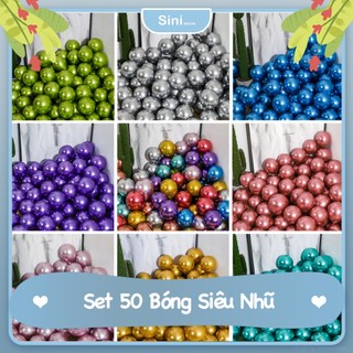 Set 50 Bong Bóng Trang Trí Sinh Nhật - Sini Decor - Bóng Bay Trang Trí Sinh Nhật Siêu Nhũ 10 Inch