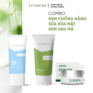  Bộ dưỡng da trắng hồng mỗi ngày Luxmom Gồm Kem rau má + Kem chống nắng + Sữa rửa mặt - Dưỡng da trắng hồng mỗi ngày 