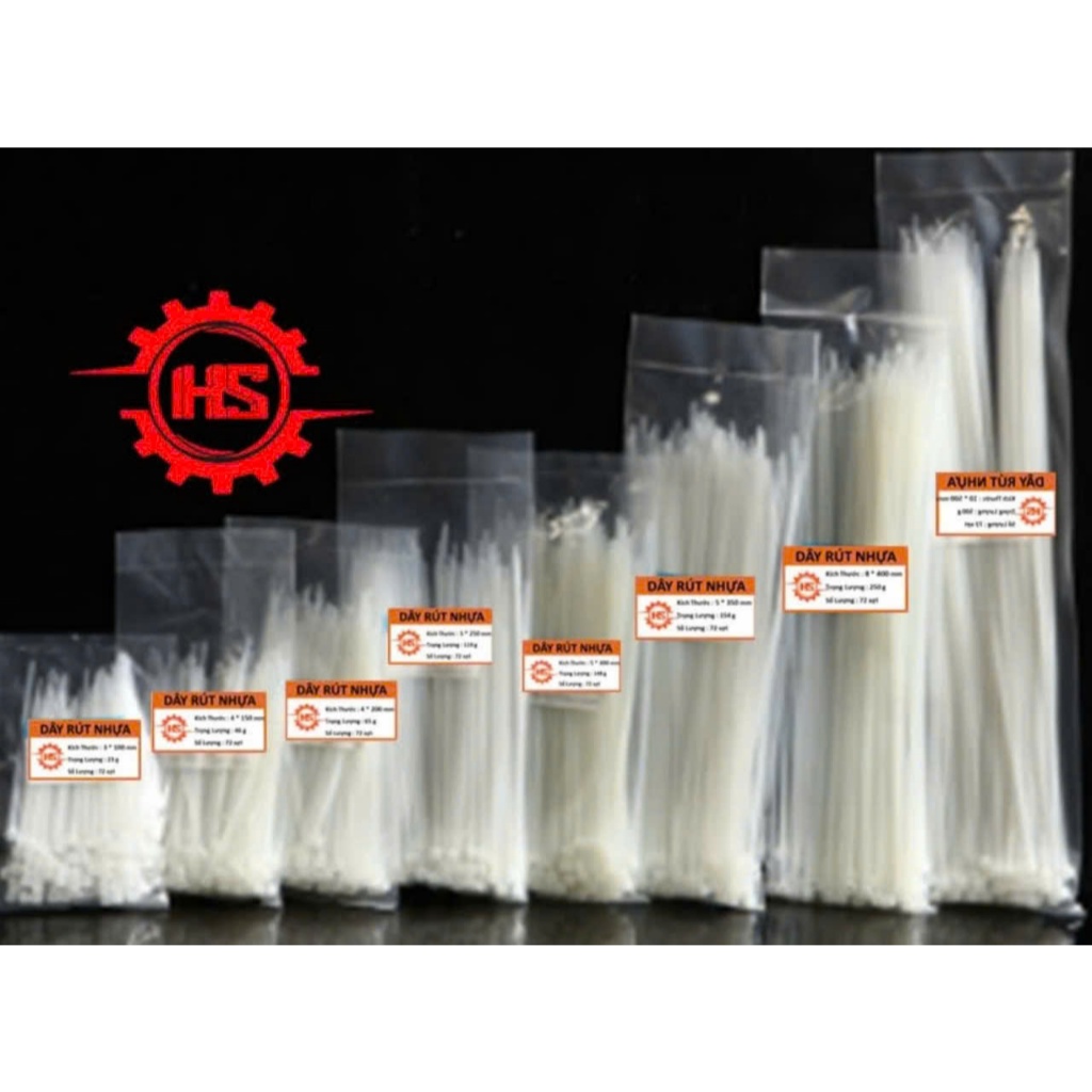 Bịch 200g -250g Dây Rút Nhựa Poly , Lạt Thít  Giá Xưởng .Ứng dụng của dây thít nhựa ĐỦ CÁC SIZE