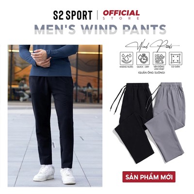 Quần dài nam S2 SPORT quần gió dài thể thao ống suông mềm mại, cản gió, kháng nước - QGD08