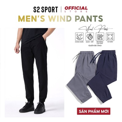 Quần jogger thể thao nam S2 SPORT trơn bo ống mềm mịn cản gió kháng nước vận động thoải mái - QGD02