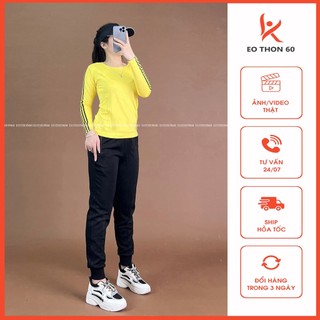  Áo thun das tay dài MÀU VÀNG  quần jogger das 3 sọc ống có bo ĐEN SỌC ĐEN  hình thật shop chụp  Eothon60 