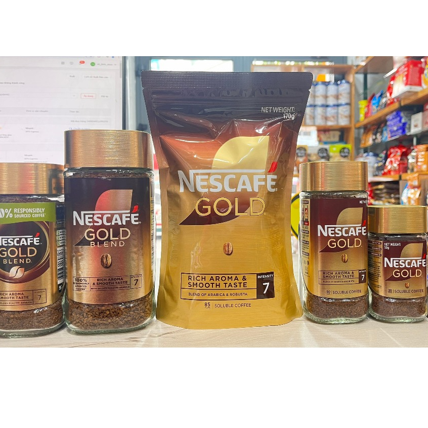 Cafe hòa tan cao cấp Nescafe Gold Hàn Quốc  / Gold Blend Anh 100g / 170g/200g